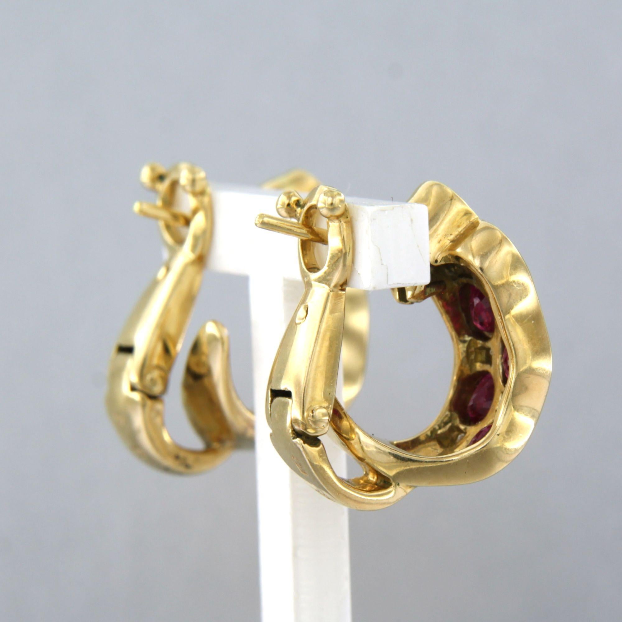 Brilliant Cut Earrings with ruby up to 2.28ct and brilliant cut diamonds up to 0.25ct 18k gold For Sale