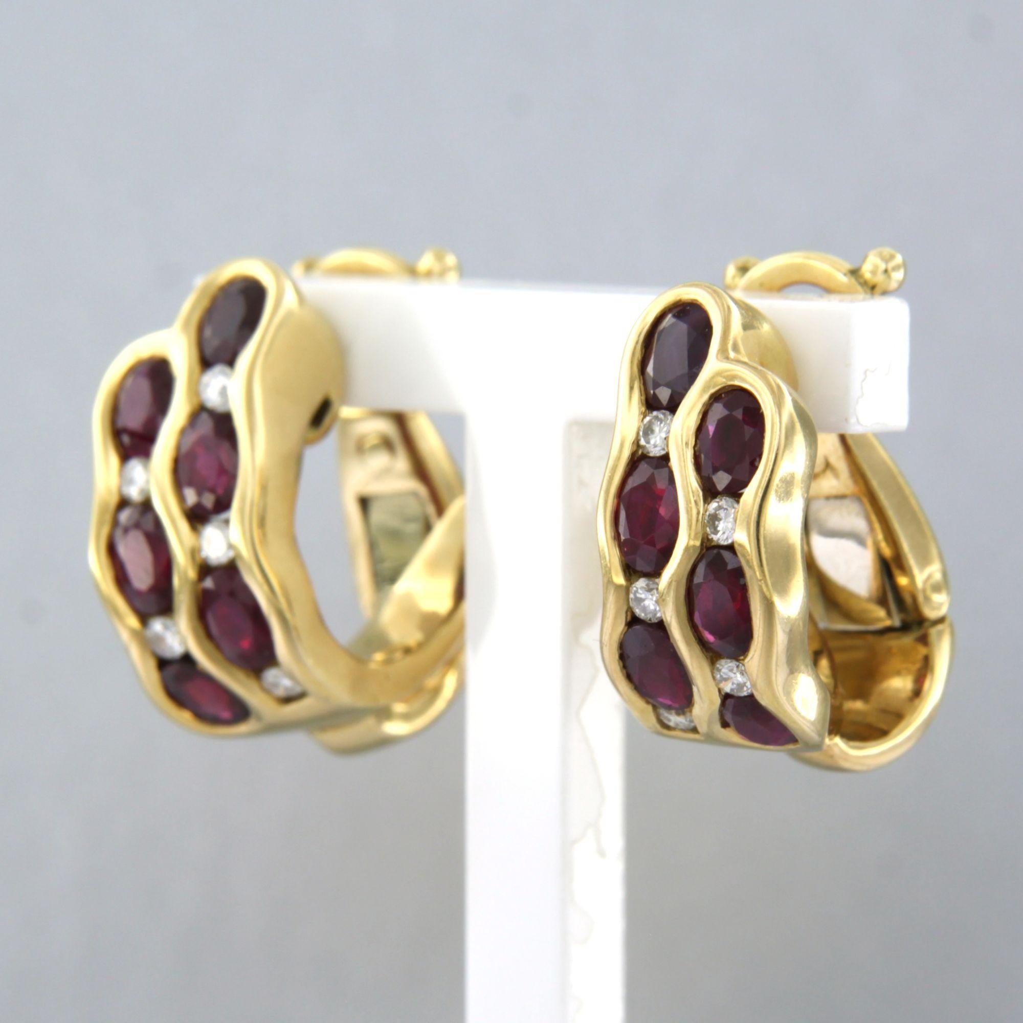 Earrings with ruby up to 2.28ct and brilliant cut diamonds up to 0.25ct 18k gold For Sale 1