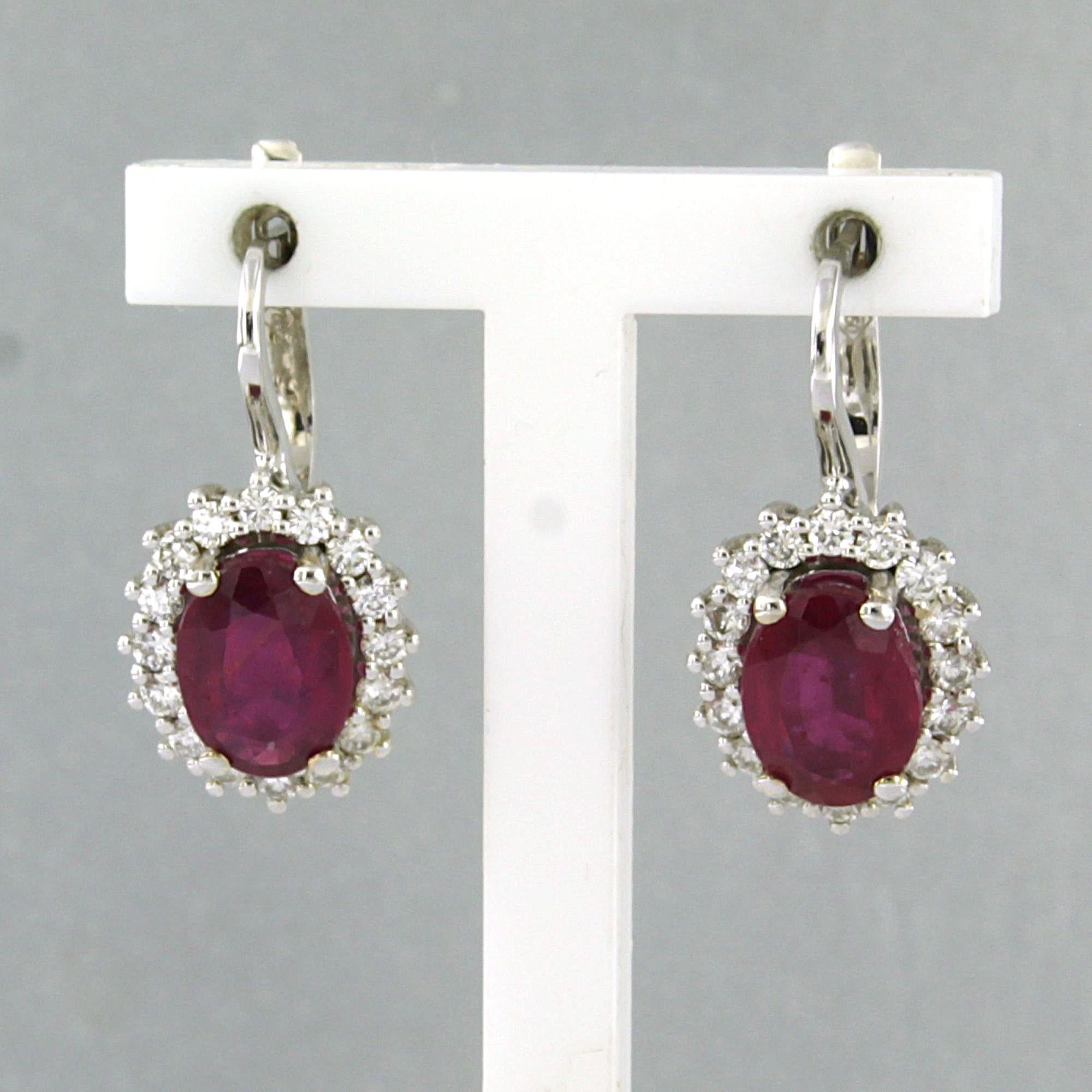 Earrings with ruby up to 3.10ct and brilliant cut diamonds up to 0.58ct 18k gold