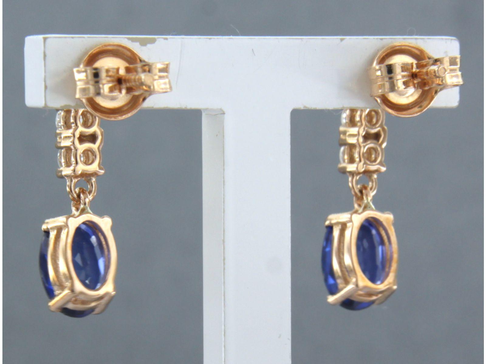 Boucles d'oreilles avec saphir 1,66ct et diamants taille brillant jusqu'à 0,22ct Or 18k Pour femmes en vente