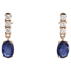 Boucles d'oreilles avec saphir 1,66ct et diamants taille brillant jusqu'à 0,22ct Or 18k