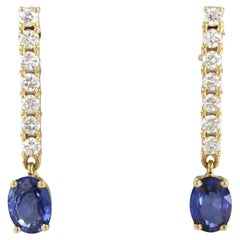 Orecchini con zaffiro 1,70ct e diamanti taglio brillante fino a 0,60ct in oro 18k