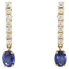Boucles d'oreilles avec saphir 1,75ct et diamants taille brillant jusqu'à 0,54ct Or 18k