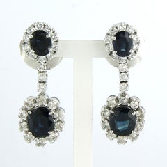 Ohrringe mit Saphir 4,00ct und Diamant im Brillantschliff sup. 1,50ct 18k Gold