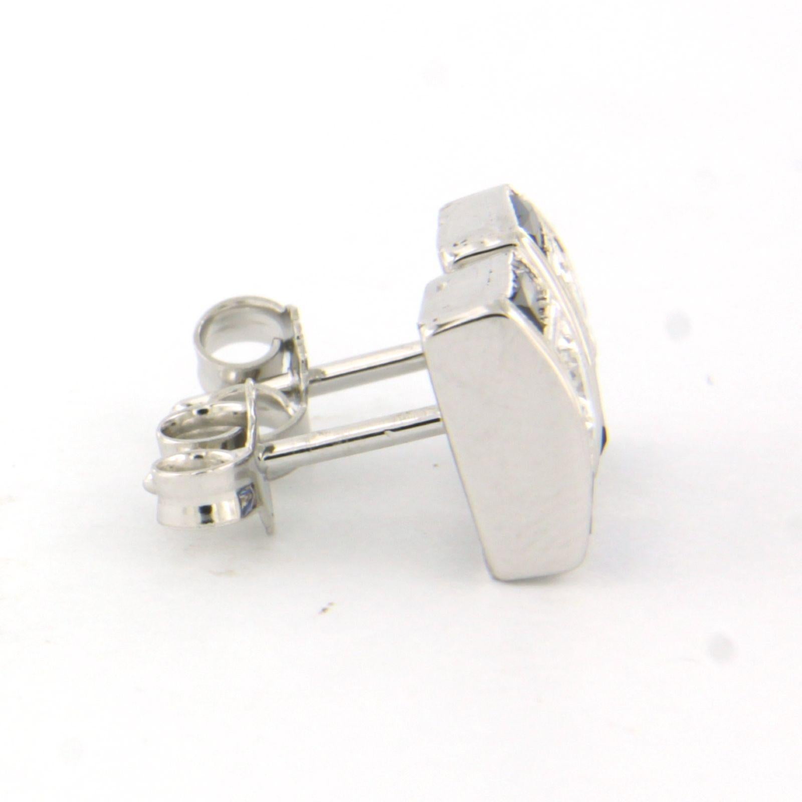 Women's Earrings with sapphire and billiant cut diamonds up to 0.40ct 18k white gold