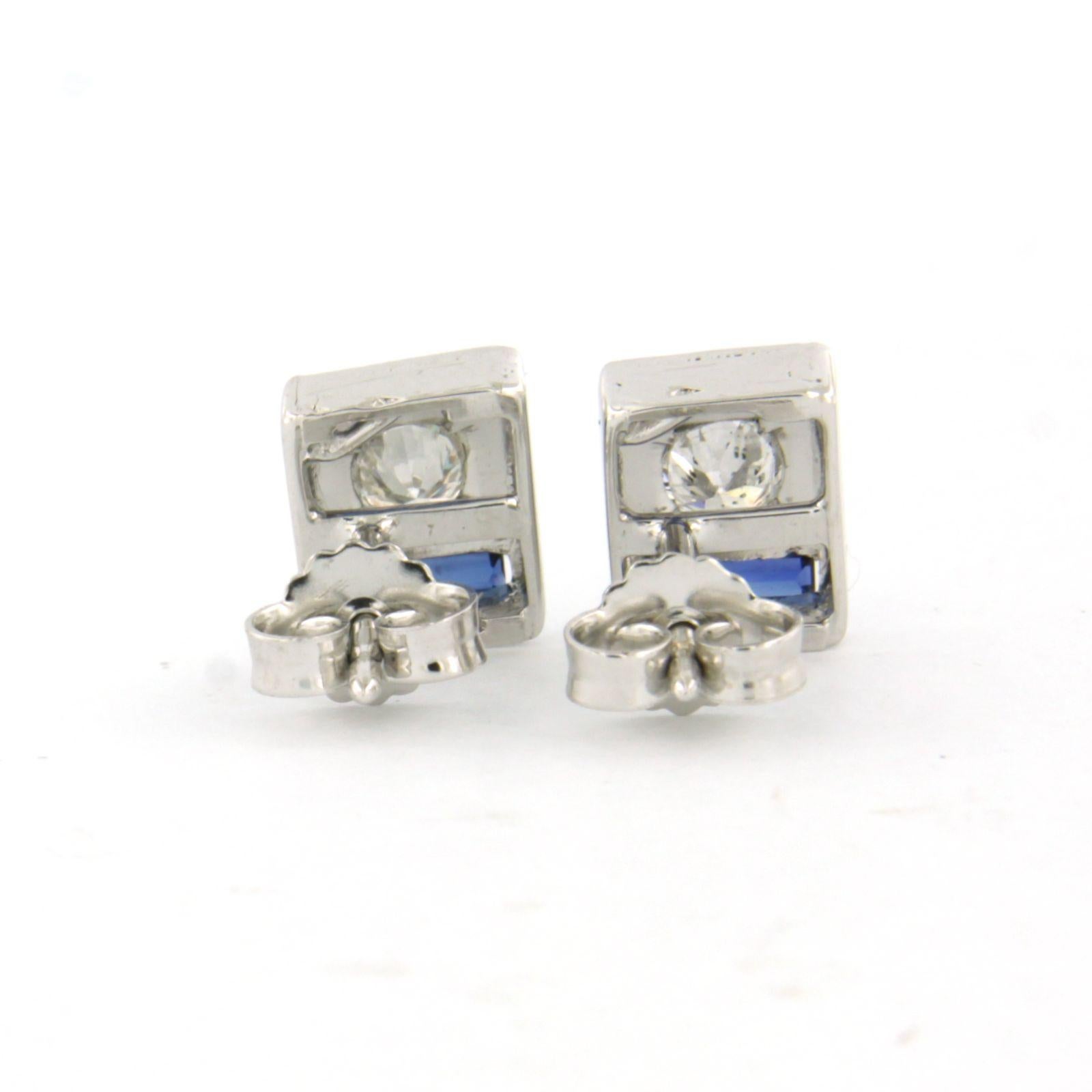 Earrings with sapphire and billiant cut diamonds up to 0.40ct 18k white gold 1