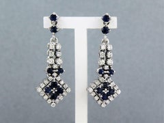 Orecchini con zaffiro e diamante taglio brillante fino a 1,30ct 12,0 grammi d'oro 18k