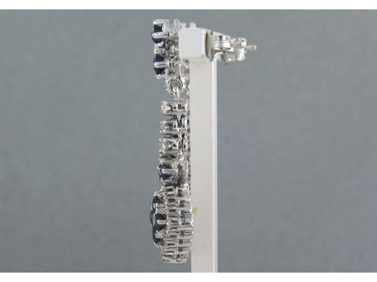 Boucles d'oreilles avec saphir et diamant taille brillant jusqu'à 1,30ct 12,0 grammes or 18k Excellent état - En vente à The Hague, ZH