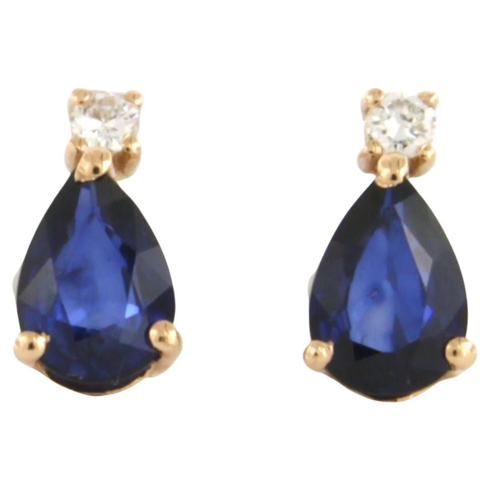 Ohrringe mit Saphiren und Diamanten im Brillantschliff bis zu 0,08 Karat 18 Karat Roségold