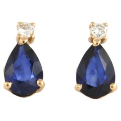 Ohrringe mit Saphiren und Diamanten im Brillantschliff bis zu 0,08 Karat 18 Karat Roségold