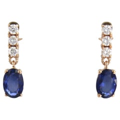 Ohrringe mit Saphiren und Diamanten im Brillantschliff bis zu 0,22 Karat 18k Roségold