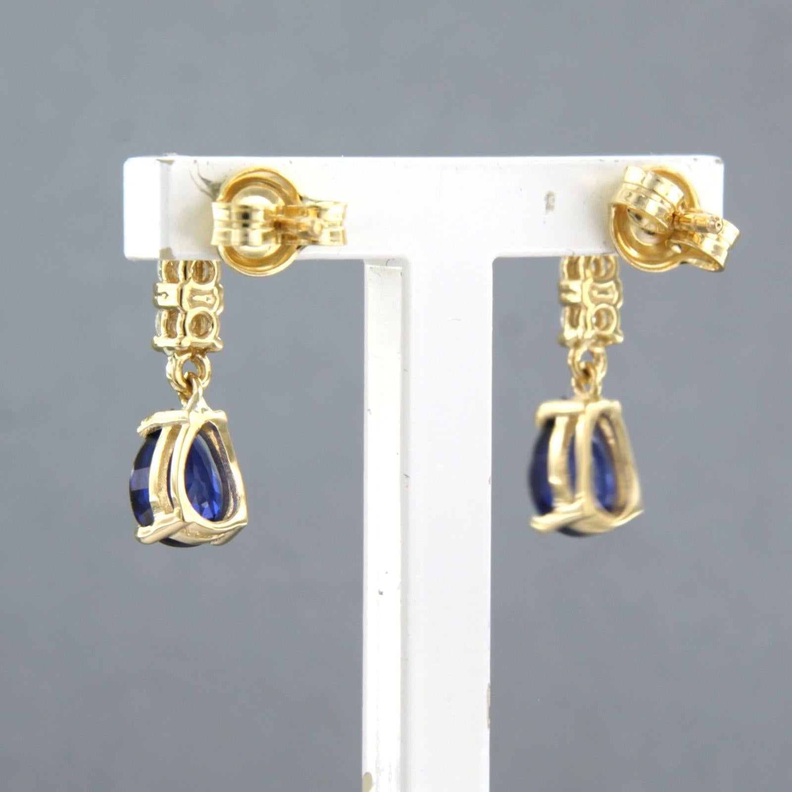 Boucles d'oreilles avec saphir et diamants taille brillant jusqu'à 0,26ct Or jaune 18k Pour femmes en vente