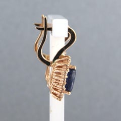 Boucles d'oreilles avec saphir et diamants taille brillant jusqu'à 0,56ct Or 18k 5,3 grammes