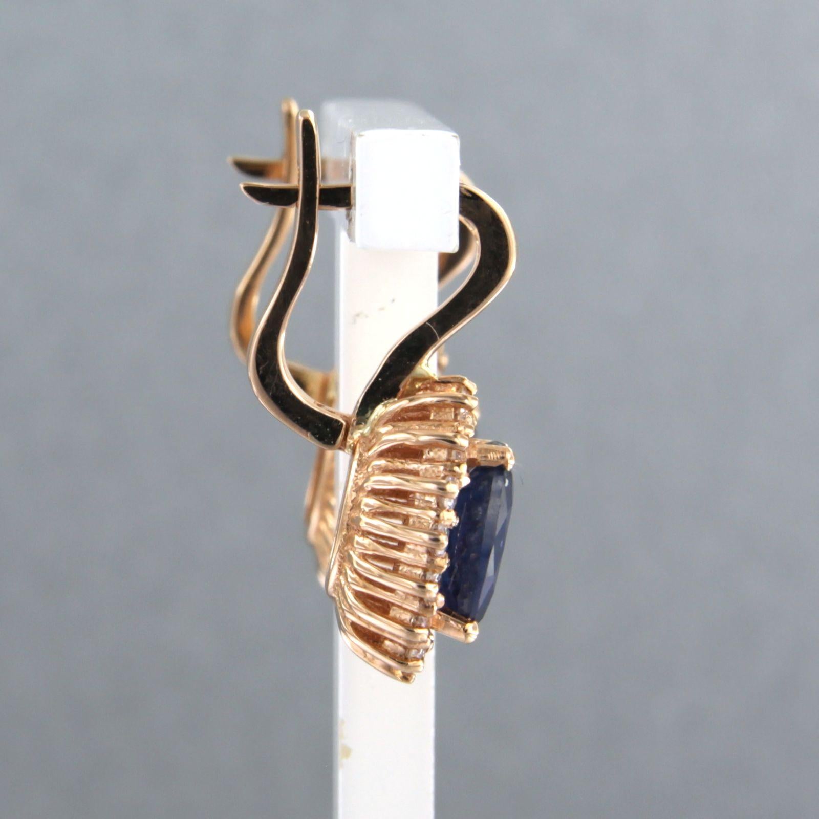 Moderne Boucles d'oreilles avec saphir et diamants taille brillant jusqu'à 0,56ct or 18k en vente