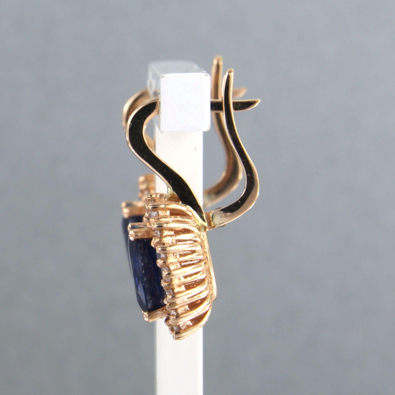 Taille brillant Boucles d'oreilles avec saphir et diamants taille brillant jusqu'à 0,56ct or 18k en vente