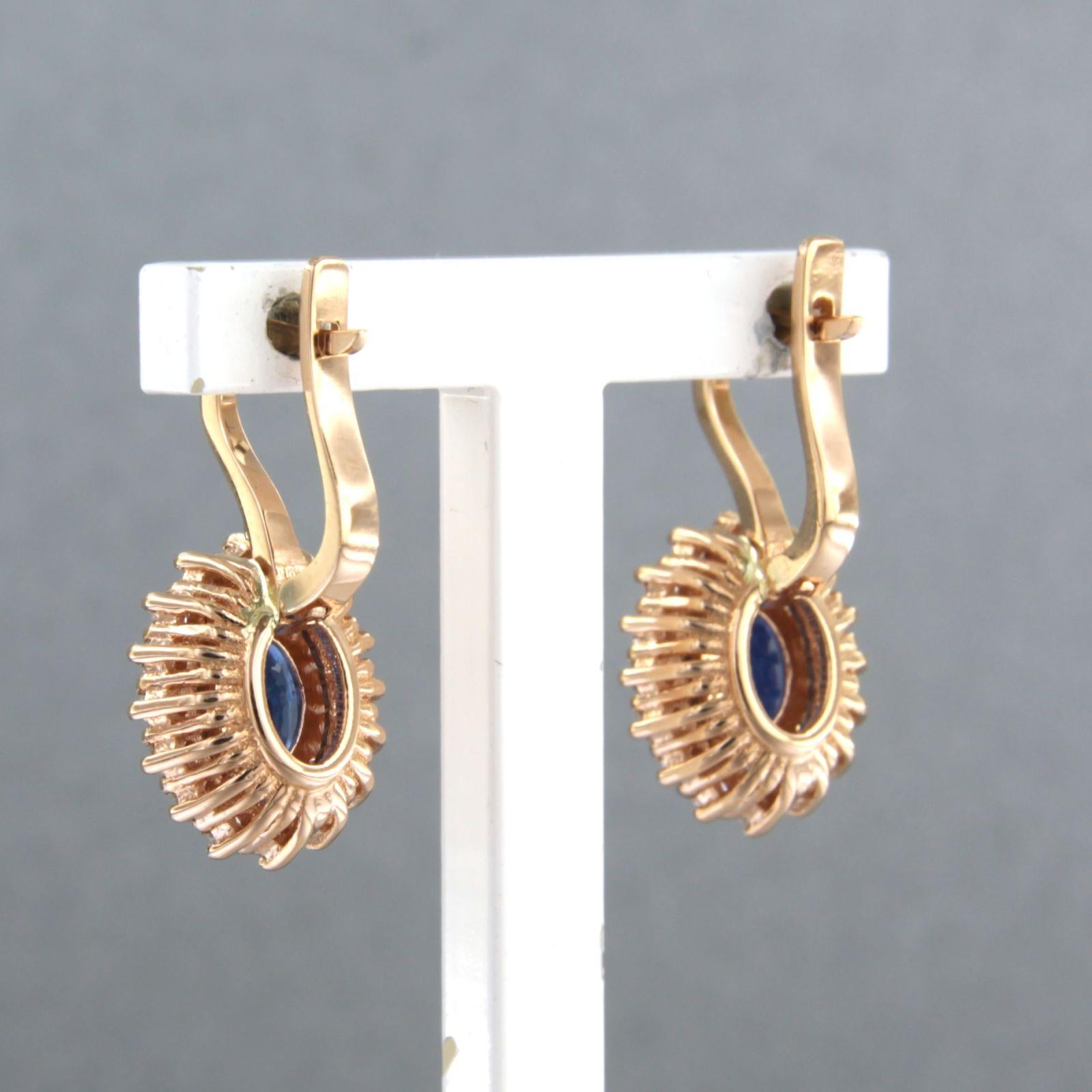 Boucles d'oreilles avec saphir et diamants taille brillant jusqu'à 0,56ct or 18k Neuf - En vente à The Hague, ZH