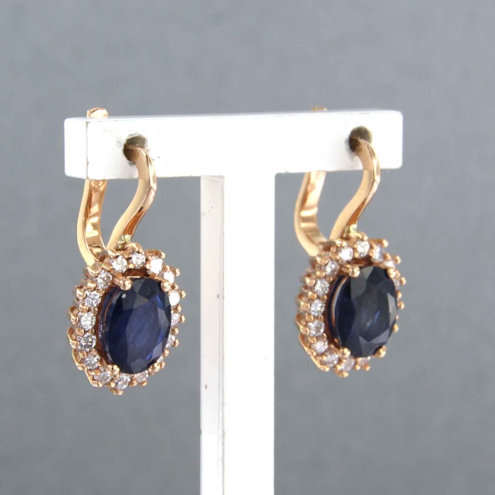 Boucles d'oreilles avec saphir et diamants taille brillant jusqu'à 0,56ct or 18k Pour femmes en vente