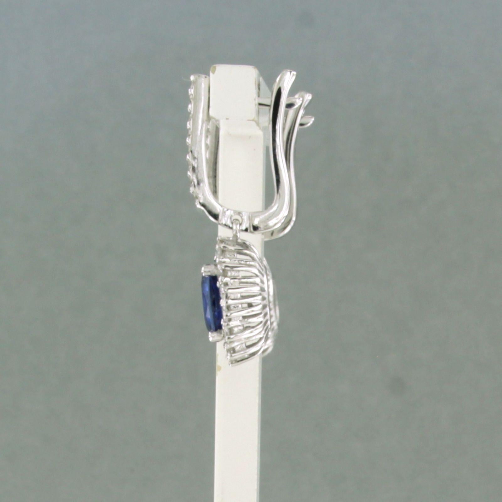 Moderne Boucles d'oreilles avec saphir et diamants taille brillant jusqu'à 0,72ct Or 18k 4,8 grammes en vente