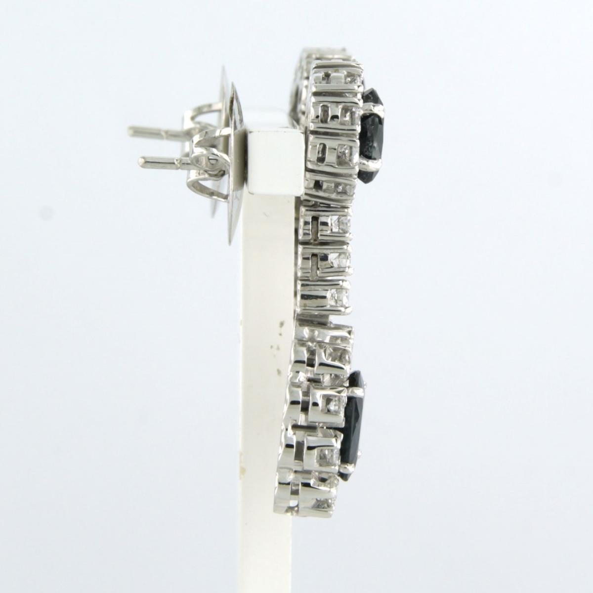 Moderne Boucles d'oreilles avec saphir et diamants taille brillant jusqu'à 1,50 ct Or blanc 14k en vente