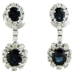 Pendientes con zafiro y diamantes talla brillante hasta 1,50ct Oro blanco de 14k