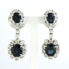 Earrings with sapphire and brilliant cut diamonds up to 1.50ct 18k gold
