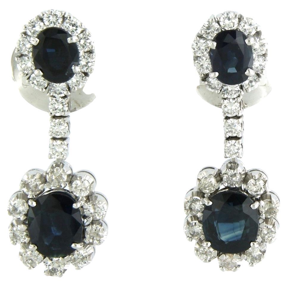 Orecchini con zaffiro e diamanti taglio brillante fino a 1,50ct in oro 18k