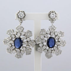 Earrings with sapphire and brilliant cut diamonds up to 2.40ct 18k gold 16.0 gr