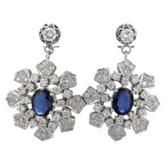 Earrings with sapphire and brilliant cut diamonds up to 2.40ct 18k gold 16.0 gr