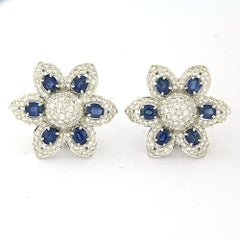 Earrings with sapphire and briulliant cut diamonds up to 5.00ct 18k gold
