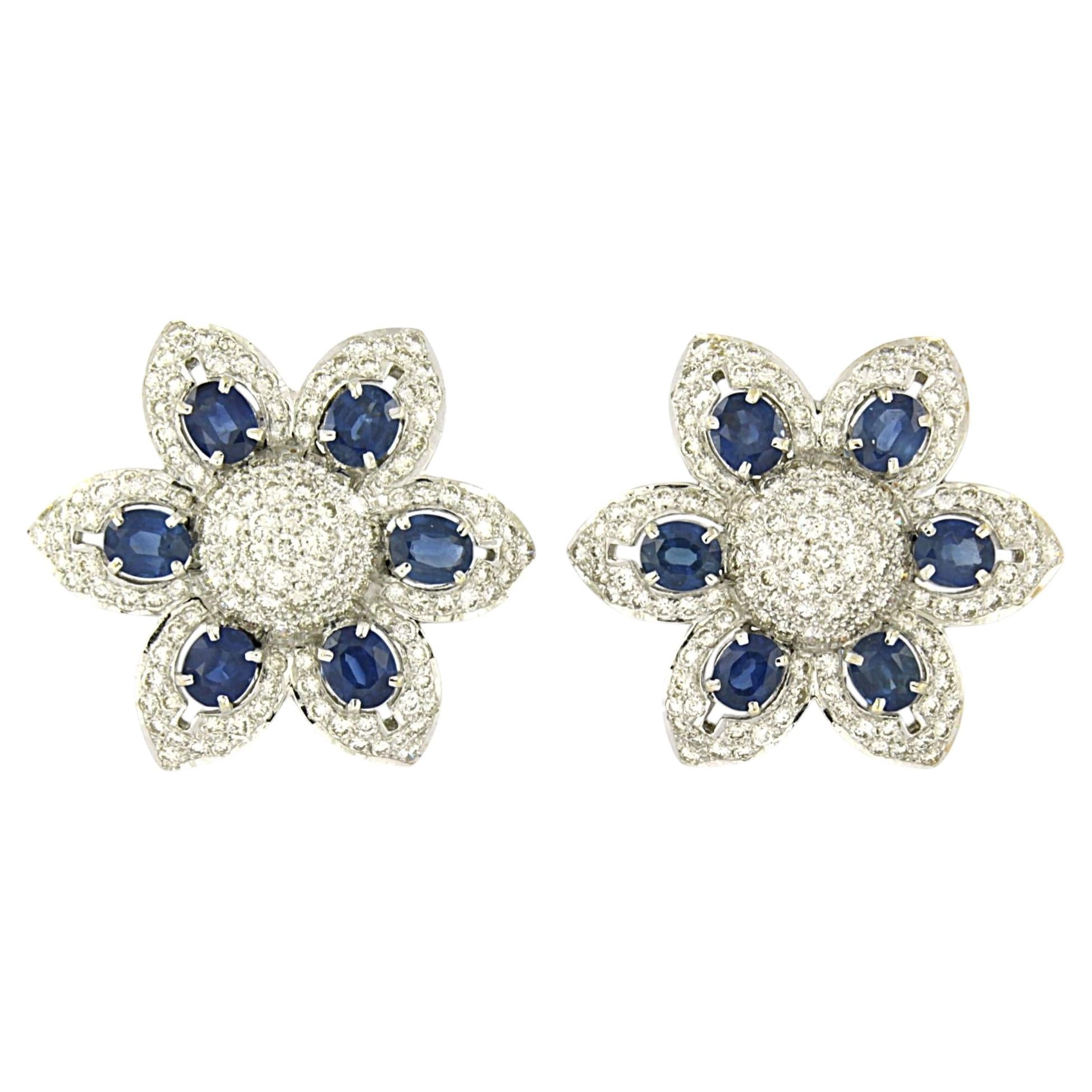Ohrringe mit Saphiren und Diamanten im Brillantschliff bis zu 5,00 ct, 18-karätiges Gold