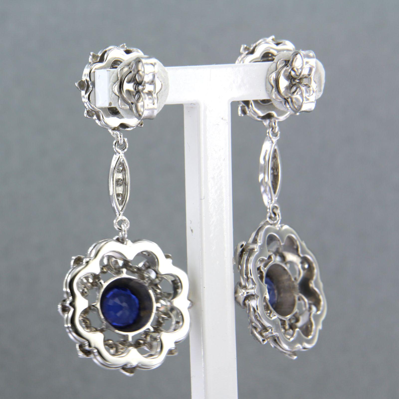 Pendientes con zafiro, brilante y diamantes talla única hasta 1,64ct Oro de 14k Victoriano temprano