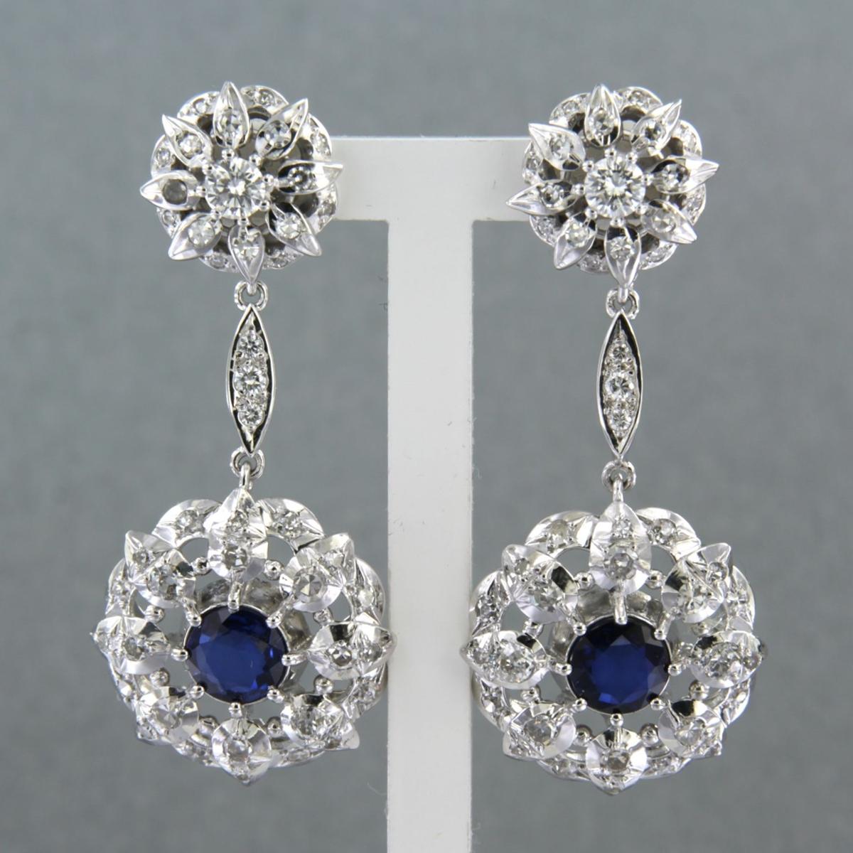 Pendientes con zafiro, brilante y diamantes talla única hasta 1,64ct Oro de 14k 1
