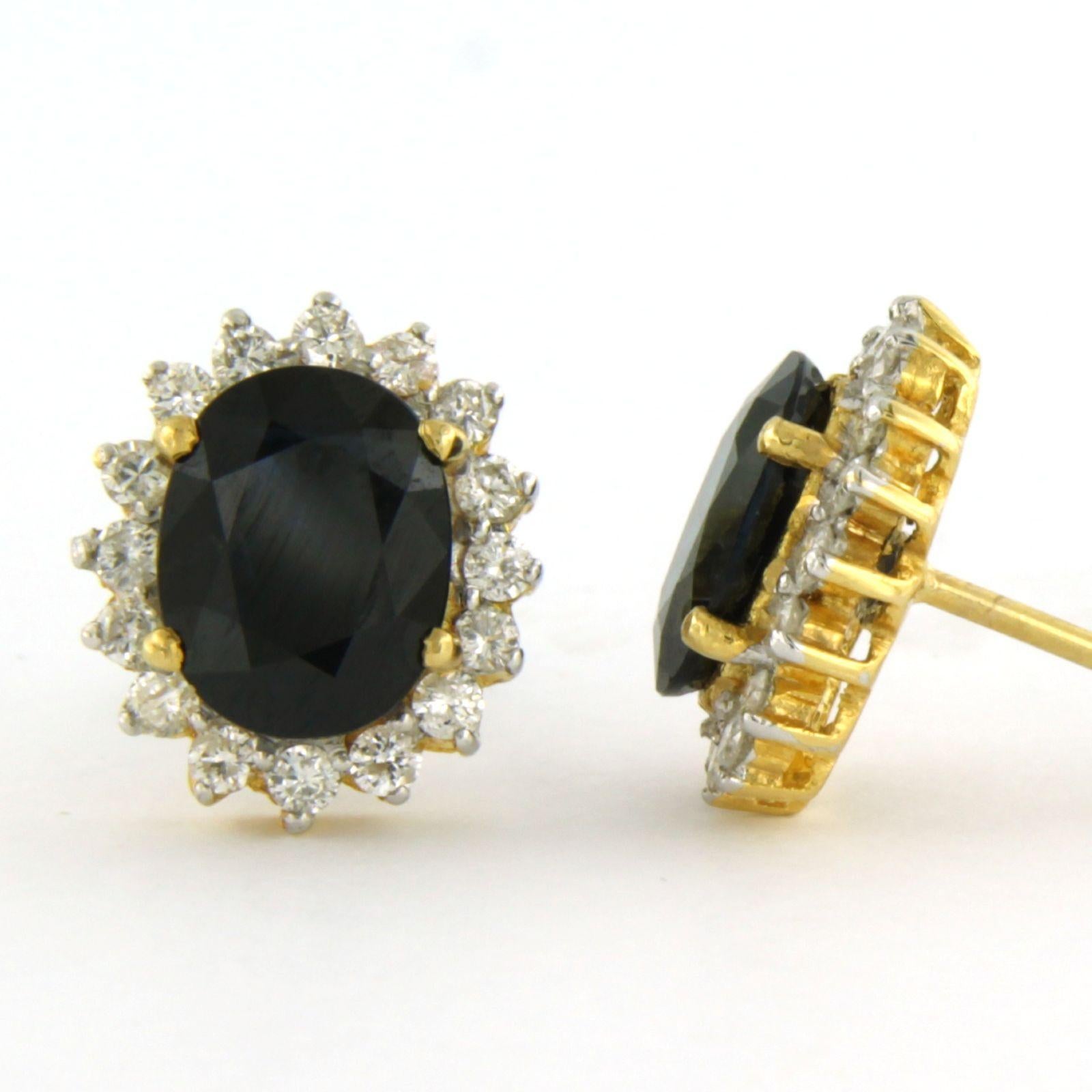 Earrings with sapphire to 3.60ct and brilliant cut diamond up to 0.50ct 18k gold Moderno en venta