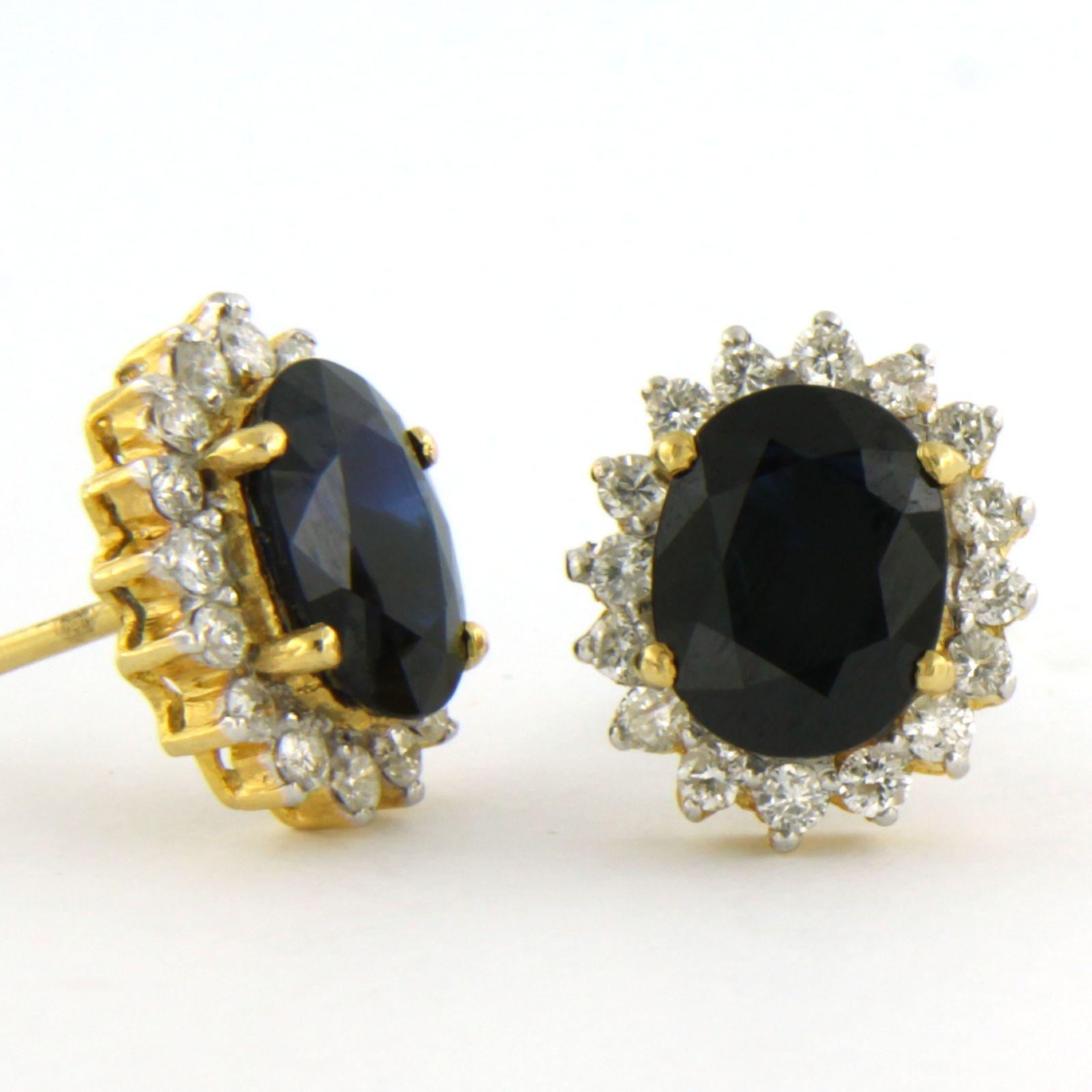 Earrings with sapphire to 3.60ct and brilliant cut diamond up to 0.50ct 18k gold Corte brillante en venta