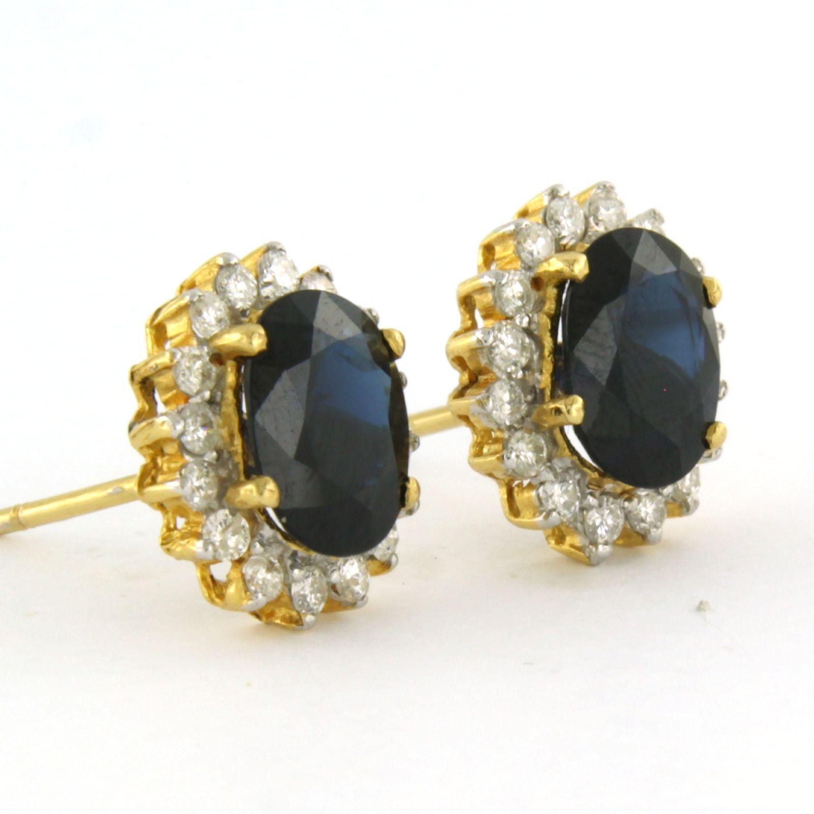 Earrings with sapphire to 3.60ct and brilliant cut diamond up to 0.50ct 18k gold en Excelente estado para la venta en The Hague, ZH