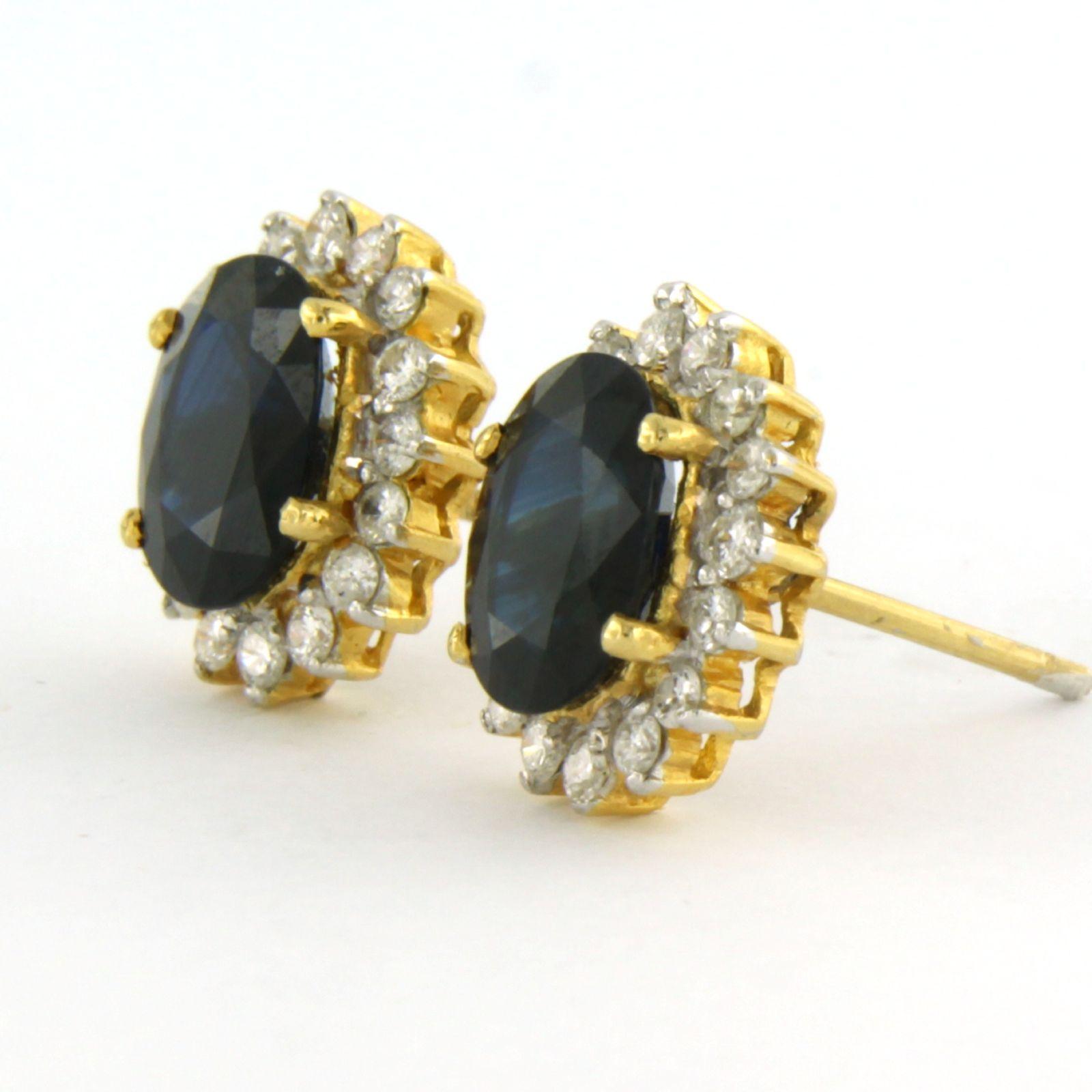 De las mujeres Earrings with sapphire to 3.60ct and brilliant cut diamond up to 0.50ct 18k gold en venta