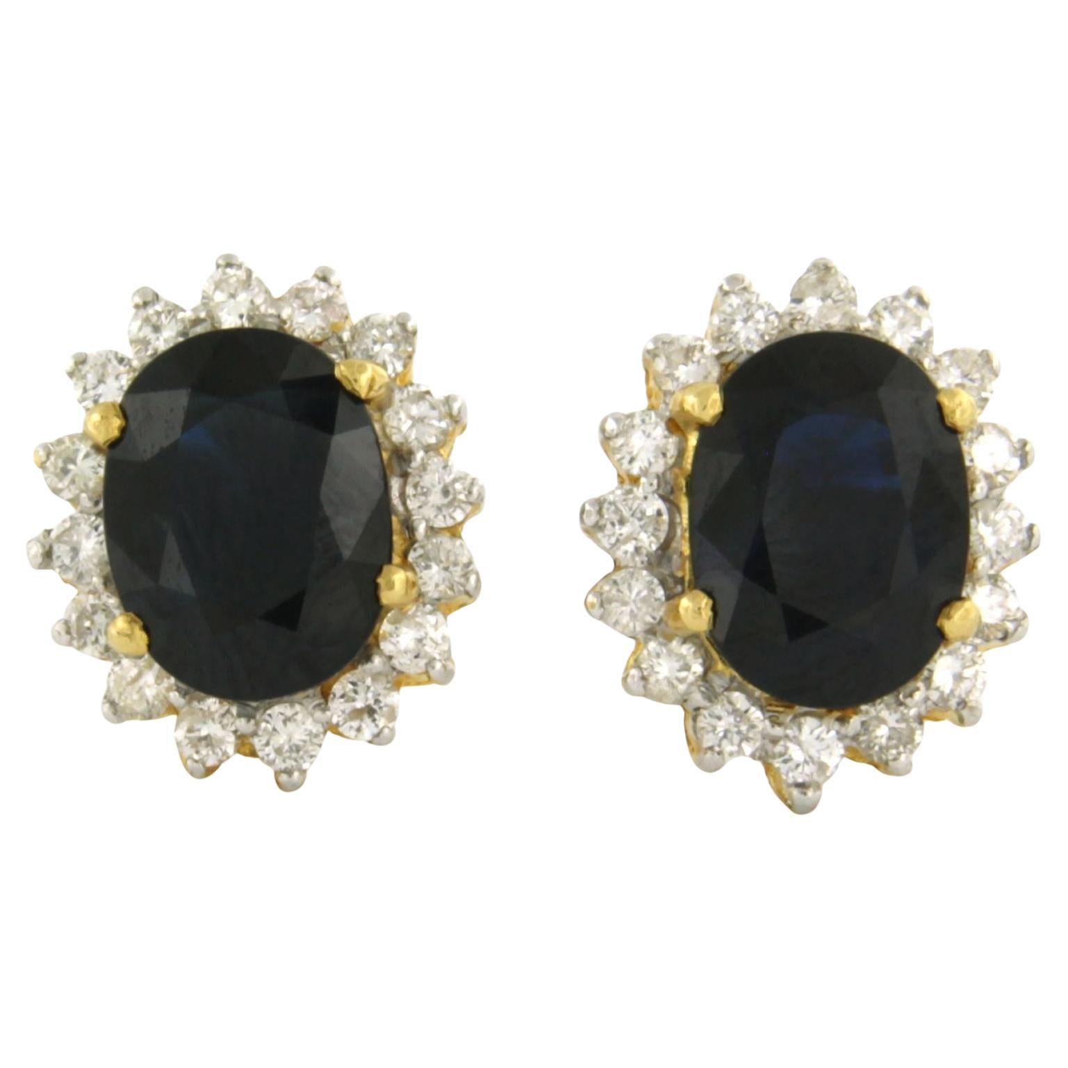 Earrings with sapphire to 3.60ct and brilliant cut diamond up to 0.50ct 18k gold