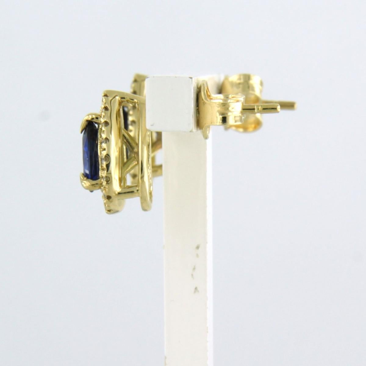 Women's Earrings with sapphire up to 1.00ct and diamonds up to 0.18ct 18k yellow gold For Sale