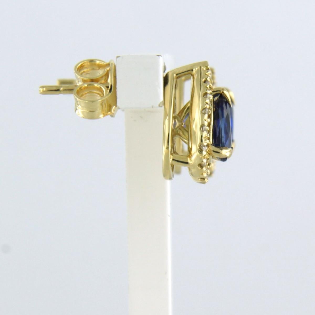 Earrings with sapphire up to 1.00ct and diamonds up to 0.18ct 18k yellow gold For Sale 1
