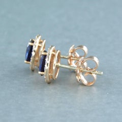 Orecchini con zaffiro fino a 1,06 ct e diamanti a taglio brillante, in oro rosa 14k