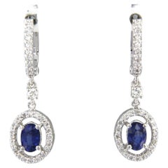 Earrings with sapphire up to 1.20ct and diamonds up to 0.50ct 14k white gold