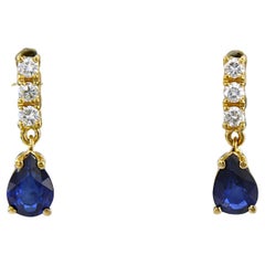Ohrringe mit Saphir bis zu 1,40 Karat und Diamanten im Brillantschliff 0,26 Karat 18k Gold