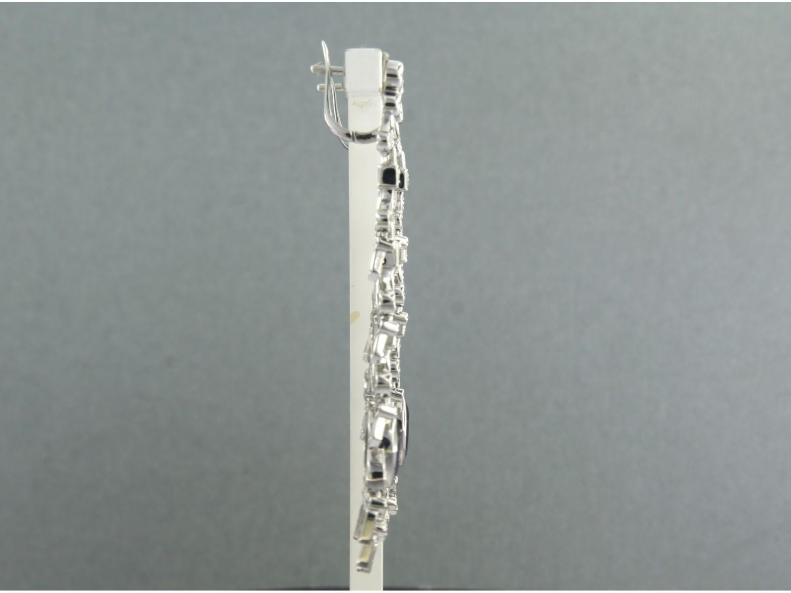 Art Deco Earrings with sapphire up to 2.80ct and single cut diamond up to 1.25ct 14k gold For Sale