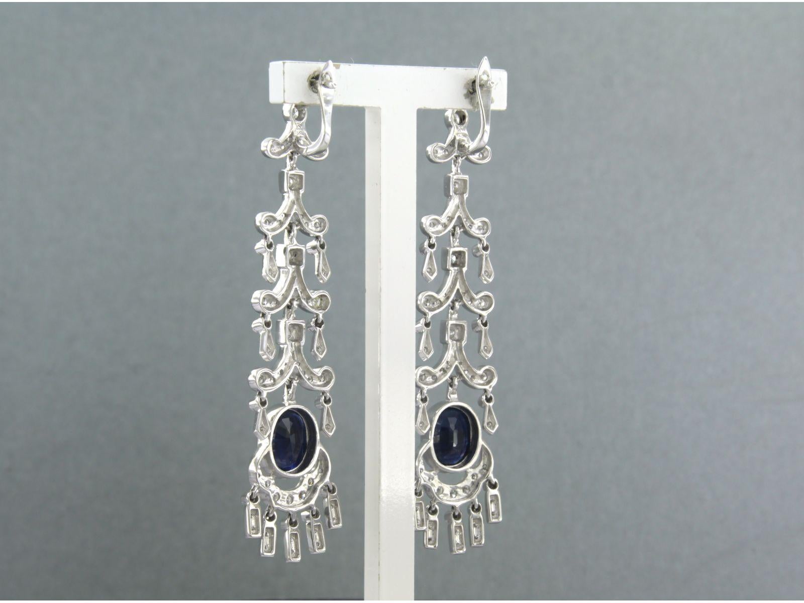 Earrings with sapphire up to 2.80ct and single cut diamond up to 1.25ct 14k gold In New Condition For Sale In The Hague, ZH