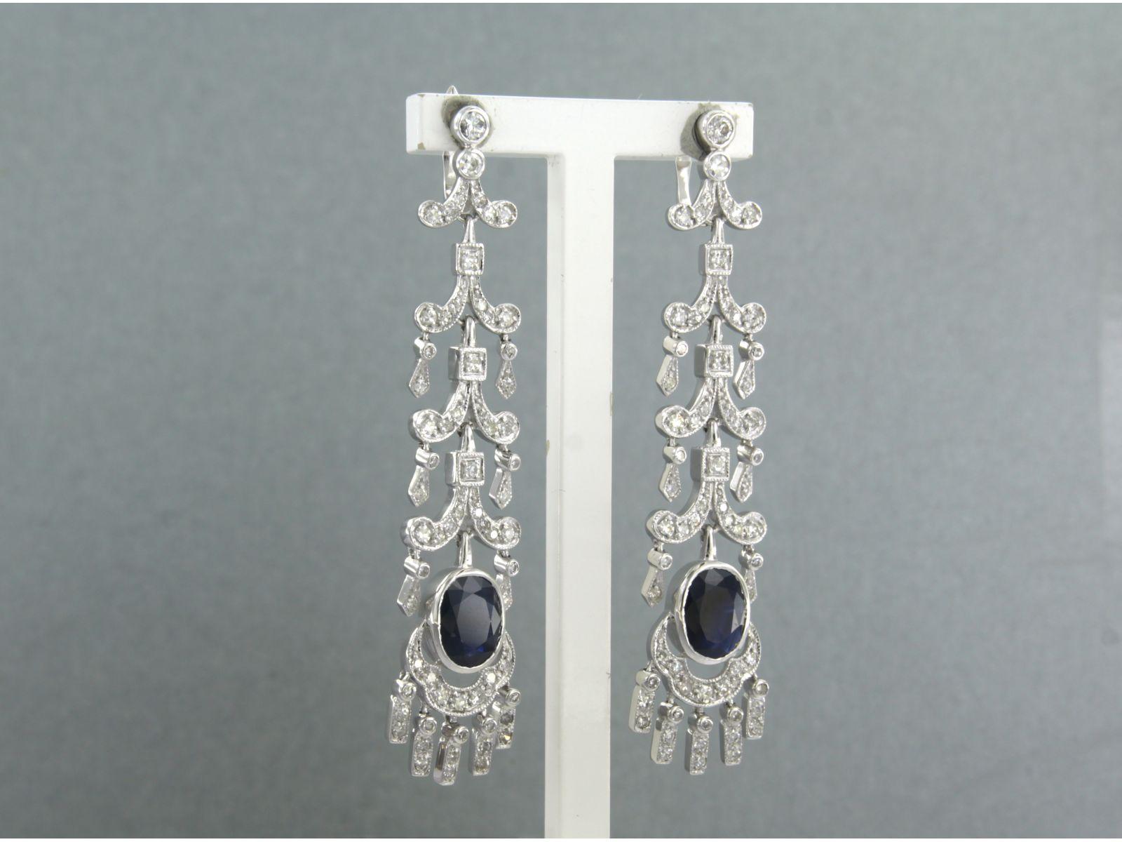 Earrings with sapphire up to 2.80ct and single cut diamond up to 1.25ct 14k gold For Sale 1