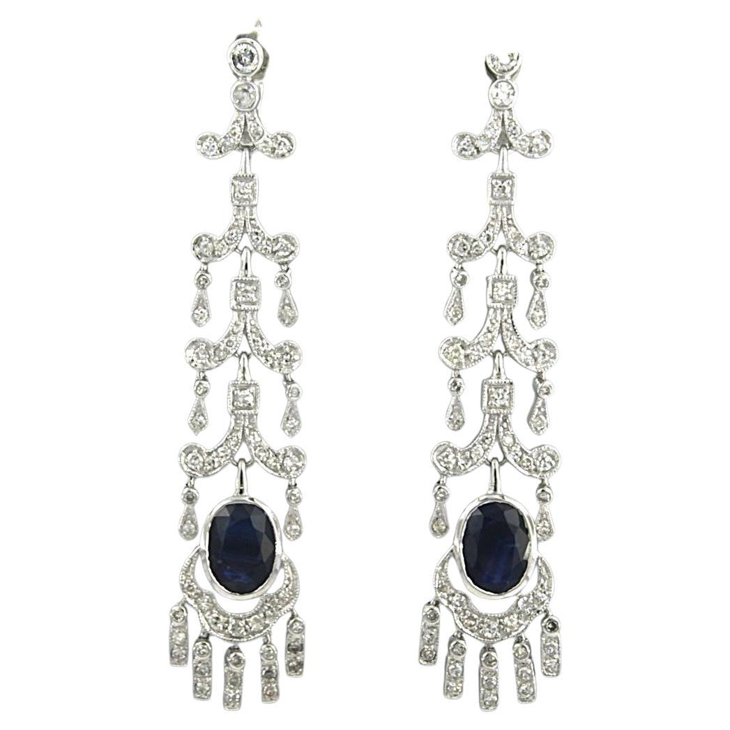 Earrings with sapphire up to 2.80ct and single cut diamond up to 1.25ct 14k gold