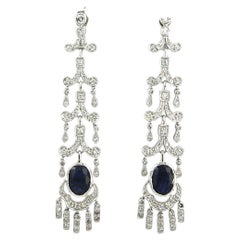 Earrings with sapphire up to 2.80ct and single cut diamond up to 1.25ct 14k gold