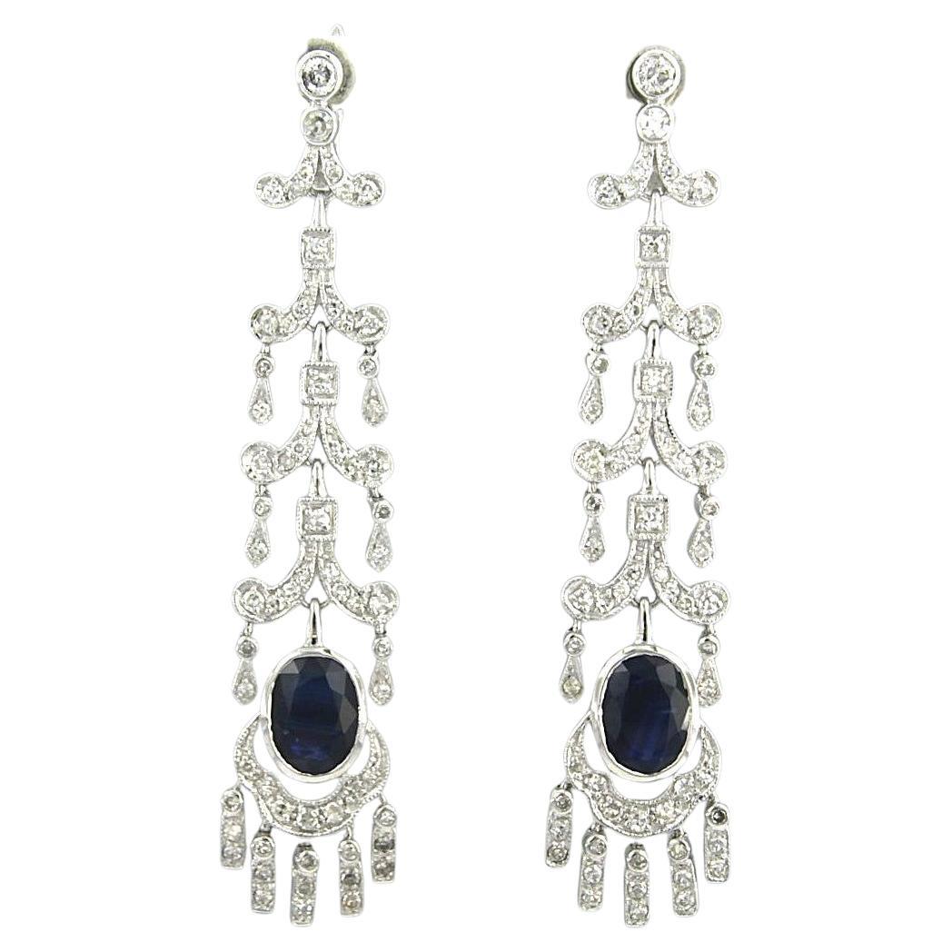 Earrings with sapphire up to 2.80ct and single cut diamond up to 1.25ct 14k gold