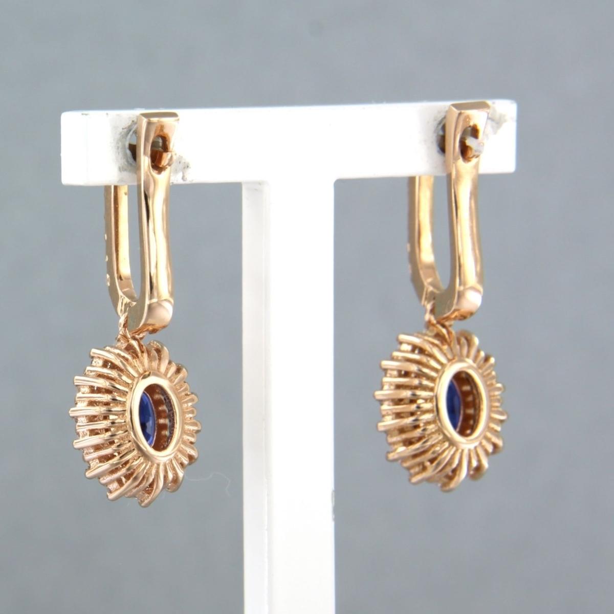 Earrings with sapphire up to 2.96ct and brilliant cut diamonds 18k pink gold In New Condition For Sale In The Hague, ZH