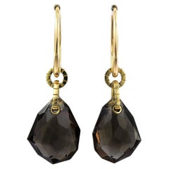 Earrings with smoky quartz 18k yellow gold